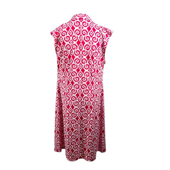 Tommy Bahama Size Medium Dress Cowl Neck Red White Cap Sleeve - Picture 2 of 8
